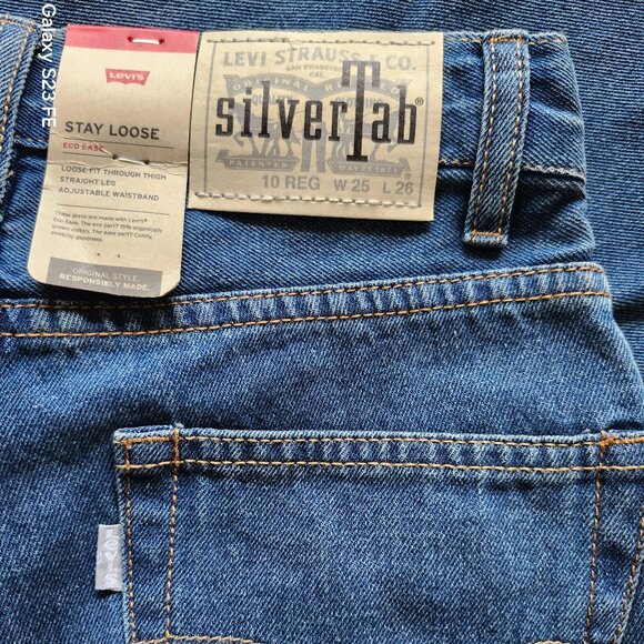 Levi’s SilverTab Stay Loose Jeans Women’s W25 L28 High Rise Baggy Straight Blue - Picture 4 of 4